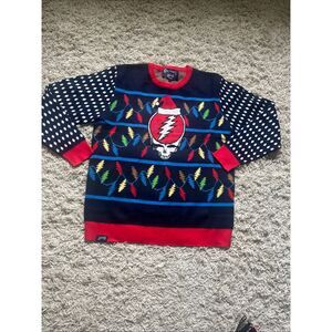 Section 119 X Grateful Dead Steal Your Face Mens L Ugly Christmas Sweater EUC